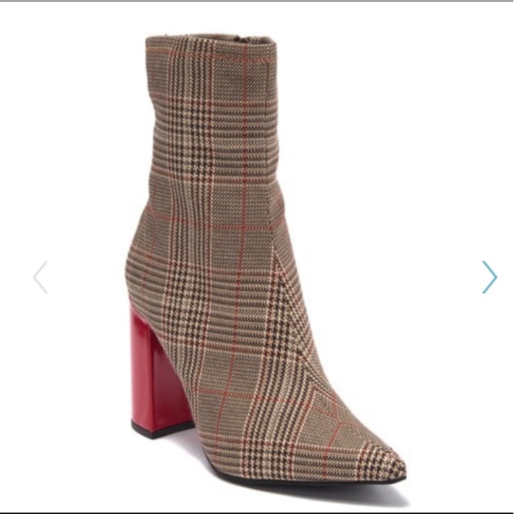 Jeffrey Campbell Plaid Ankle Boots with Red Heel